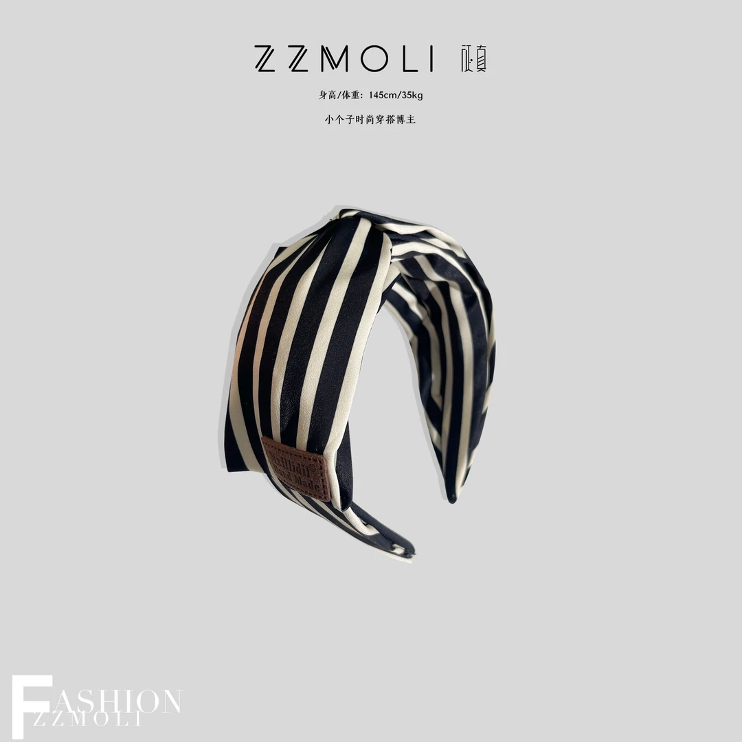 【ZZMOLI】 小个子定制小众显瘦发箍女百搭复古交叉条纹头箍ZBP7156
