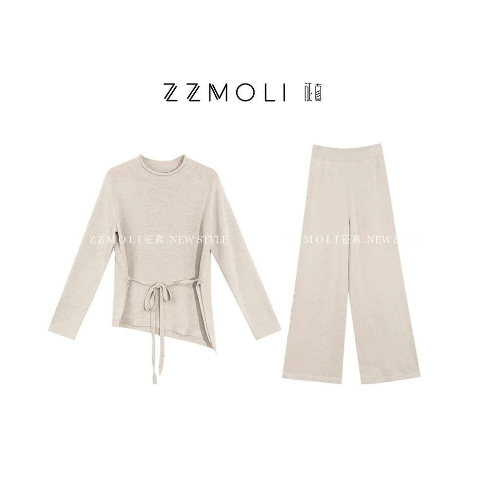 ZZMOLI“德才夫人”开叉系带上衣女款窄版阔腿裤两件套ZBY78089