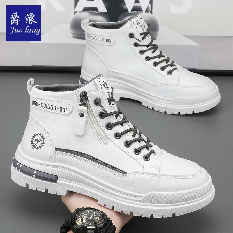 爵浪马丁靴男鞋春季时尚休闲鞋个性英伦风板鞋新款增高耐磨潮鞋