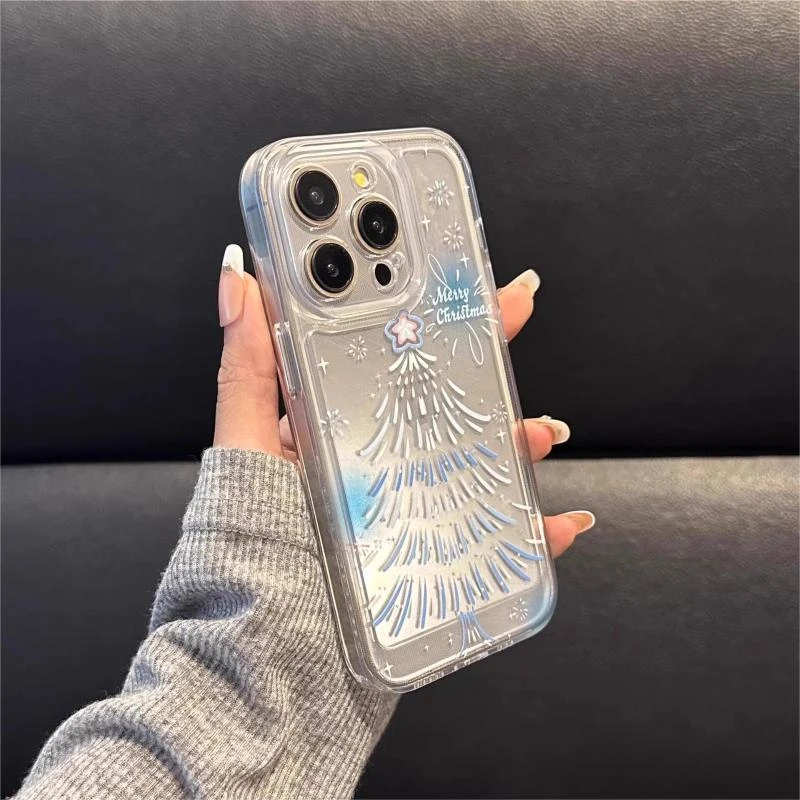 简约圣诞树苹果15ProMax手机壳iPhone14防摔13全包12女11软壳X/8