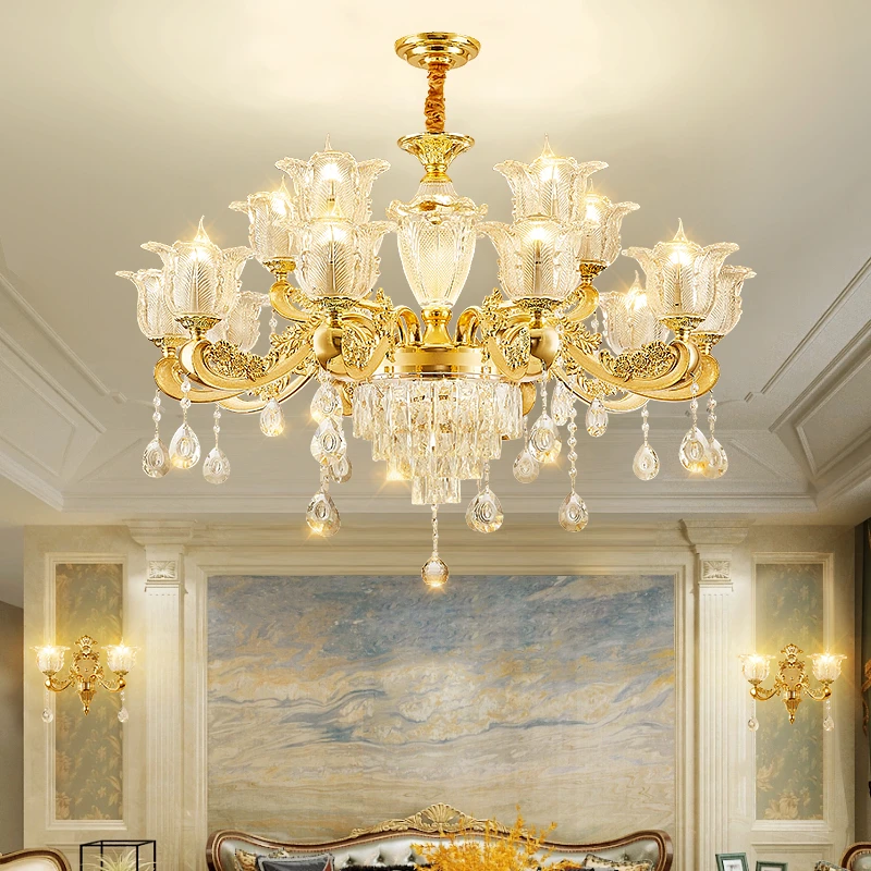 客厅灯轻奢水晶吊灯欧式餐厅卧室灯婚房中山灯具直播