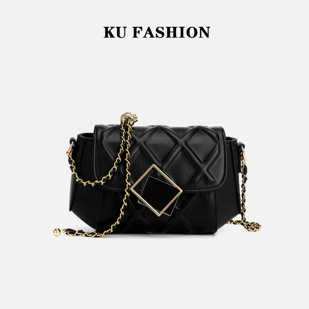 KU/FASHION  2024新款小香风百搭菱格马鞍包潮流斜跨单肩包