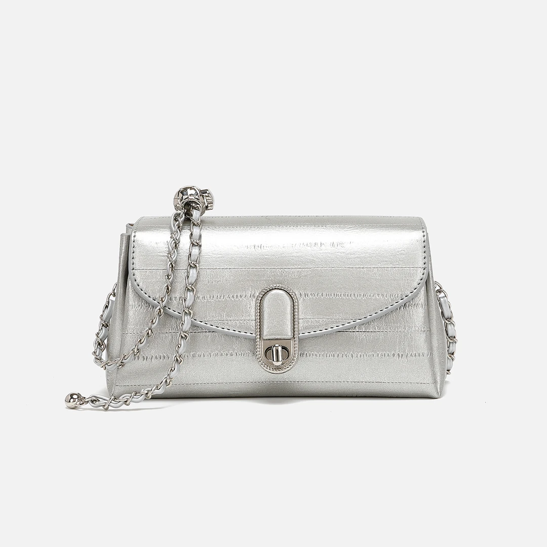 KU/FASHION   2024新款潮流时尚小金球链条斜跨单肩包