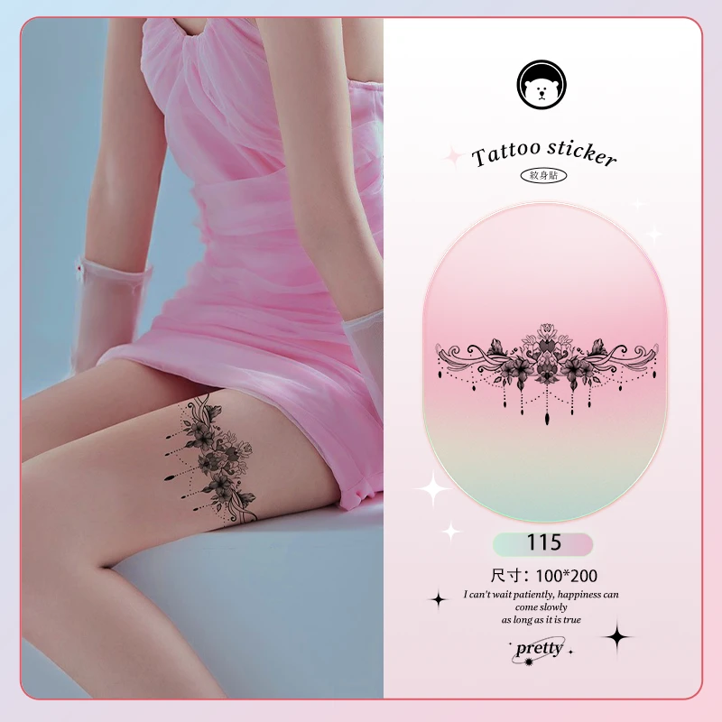 大白STUDIO-水晶花腿环-115-草本纹身贴纸水晶胸口女生花甜酷辣妹