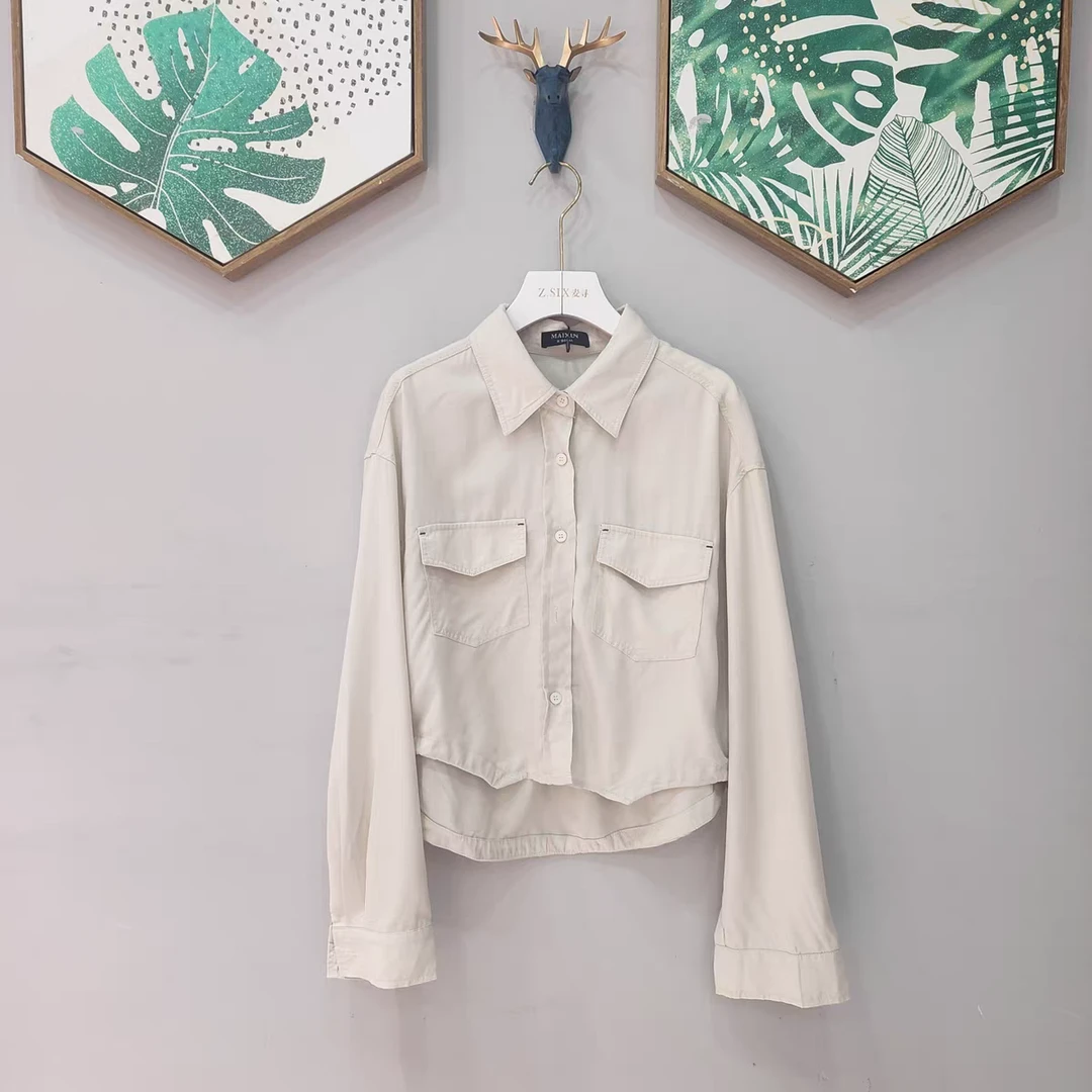 麦寻秋季新款CSLGQ001杏仁油百分百面料长袖衬衣时尚休闲外搭