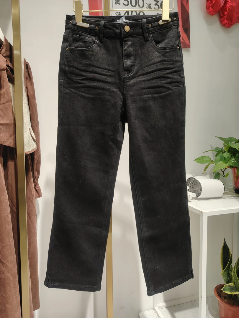 麦寻女装冬季KCNYQ011新品加薄绒九分烟管裤时尚洋气收身加绒秋冬