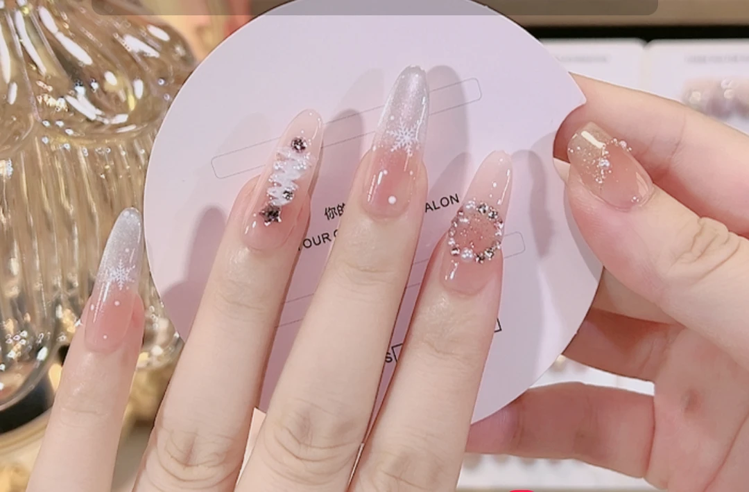 【初雪猫眼】纯手工穿戴甲美甲穿戴式光疗甲冰透渐变流行纯欲