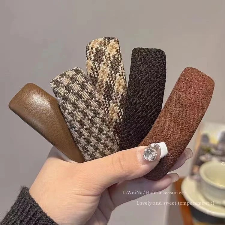 美拉德色系发夹侧边夹气质复古千鸟格新款后脑勺刘海碎发夹bb发卡