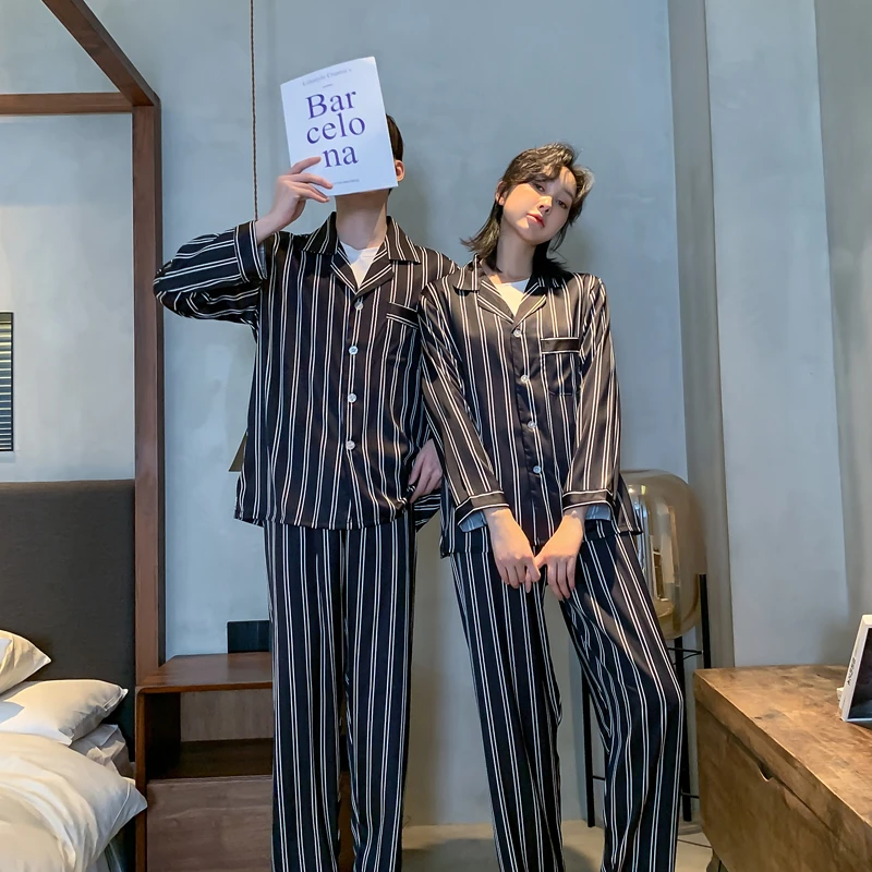 休闲网红家居服薄款春秋长袖时尚韩版女士条纹睡衣女套装春夏春季