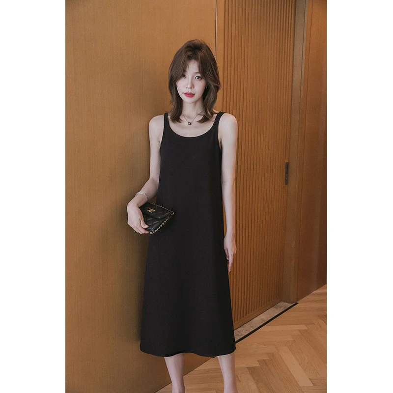 【季末折扣】小谷粒双肩带背心裙简约时尚气质百搭裙子