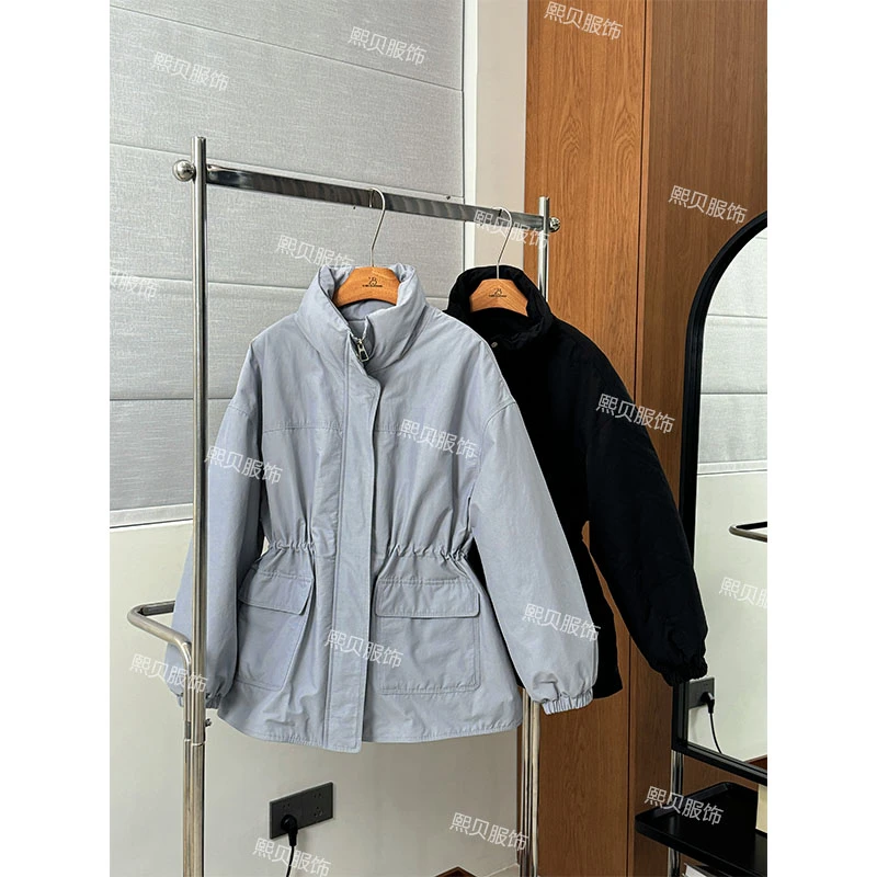熙贝2【大约冬季派克】欧货立领抽绳外套冬季显瘦白鸭绒羽绒服D8677