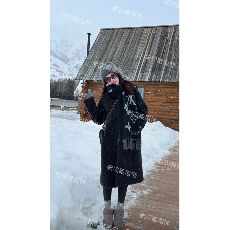 熙贝薇2 【暖冬密码】长款全羊毛保暖慵懒感立领单排扣大衣 D8878