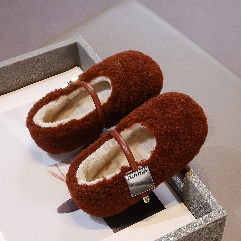 ABCABC儿童毛毛鞋女童冬季外穿韩版新款加绒保暖小女孩软底宝宝二