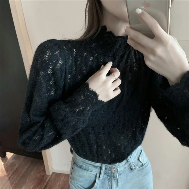087款仿水貂蕾丝百搭时尚打底衫上衣