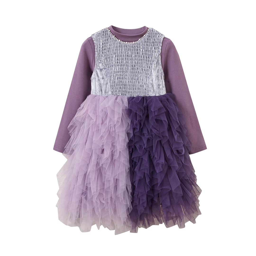 （XWY001）高定秋冬新款紫色连衣裙女孩公主裙四季连衣裙