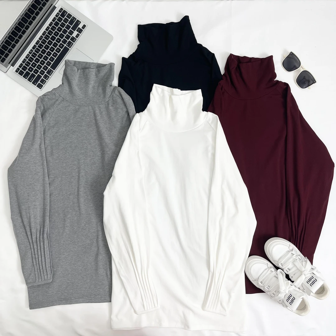 【‘’白云天‘’小韩日记】高领磨毛打底衫T恤长袖时尚百搭纯色88302