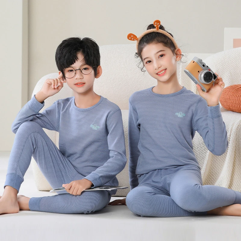 儿童内衣套装弹力薄绒女宝秋衣秋裤中大童男保暖内衣秋冬睡衣睡裤