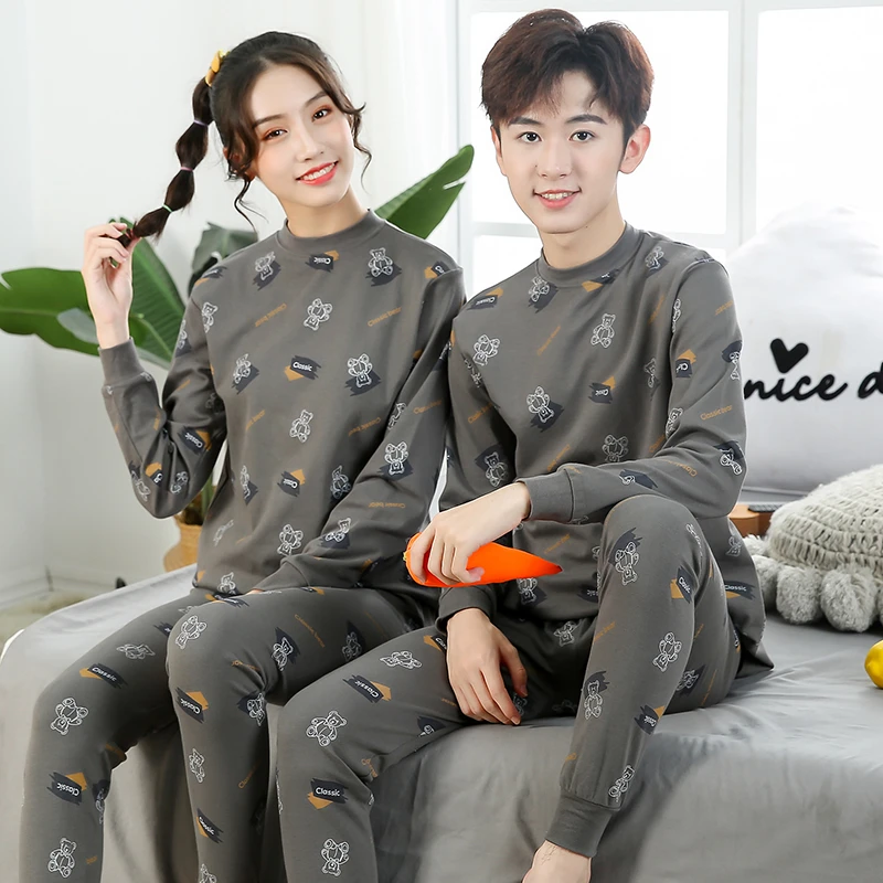 青少年纯棉内衣套装中学生中大童秋衣秋裤春秋冬全棉保暖内衣睡衣