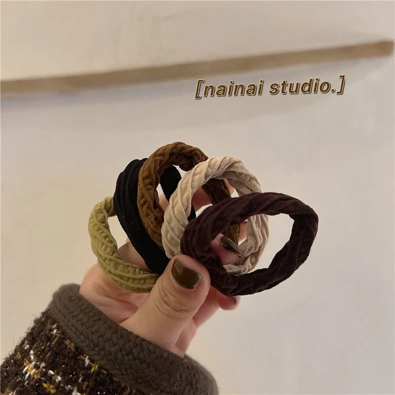 高马尾加宽高弹力发绳秋冬棕色系温暖橡皮筋头绳女发饰