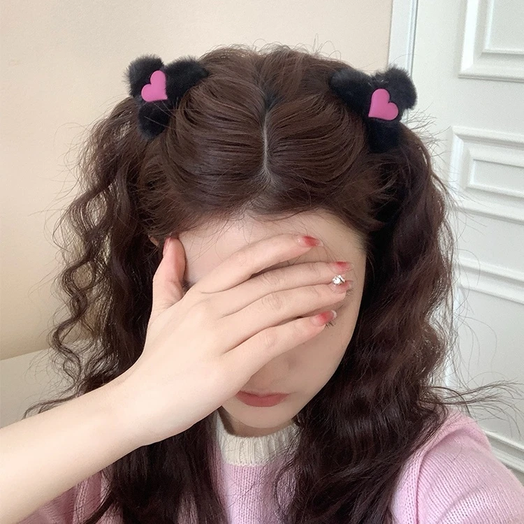 毛绒绒爱心迷你小抓夹女秋冬刘海发夹可爱日系边夹