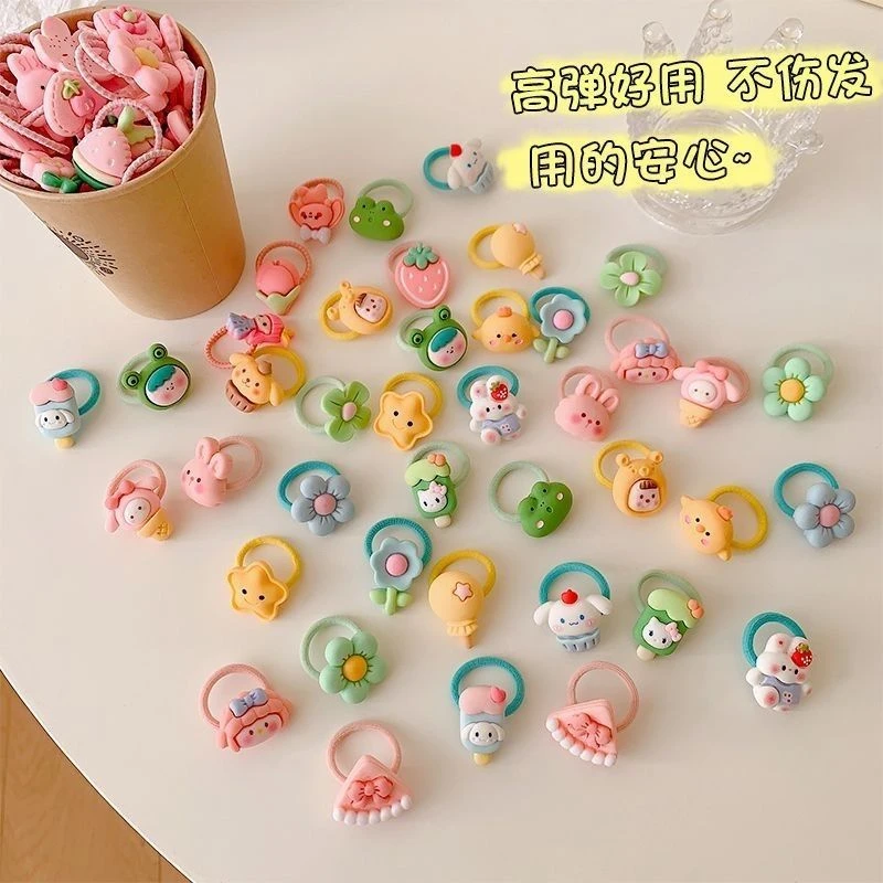 不伤发彩色宝宝头绳迷你卡通扎啾啾发圈橡皮筋小熊0-3岁婴儿皮筋