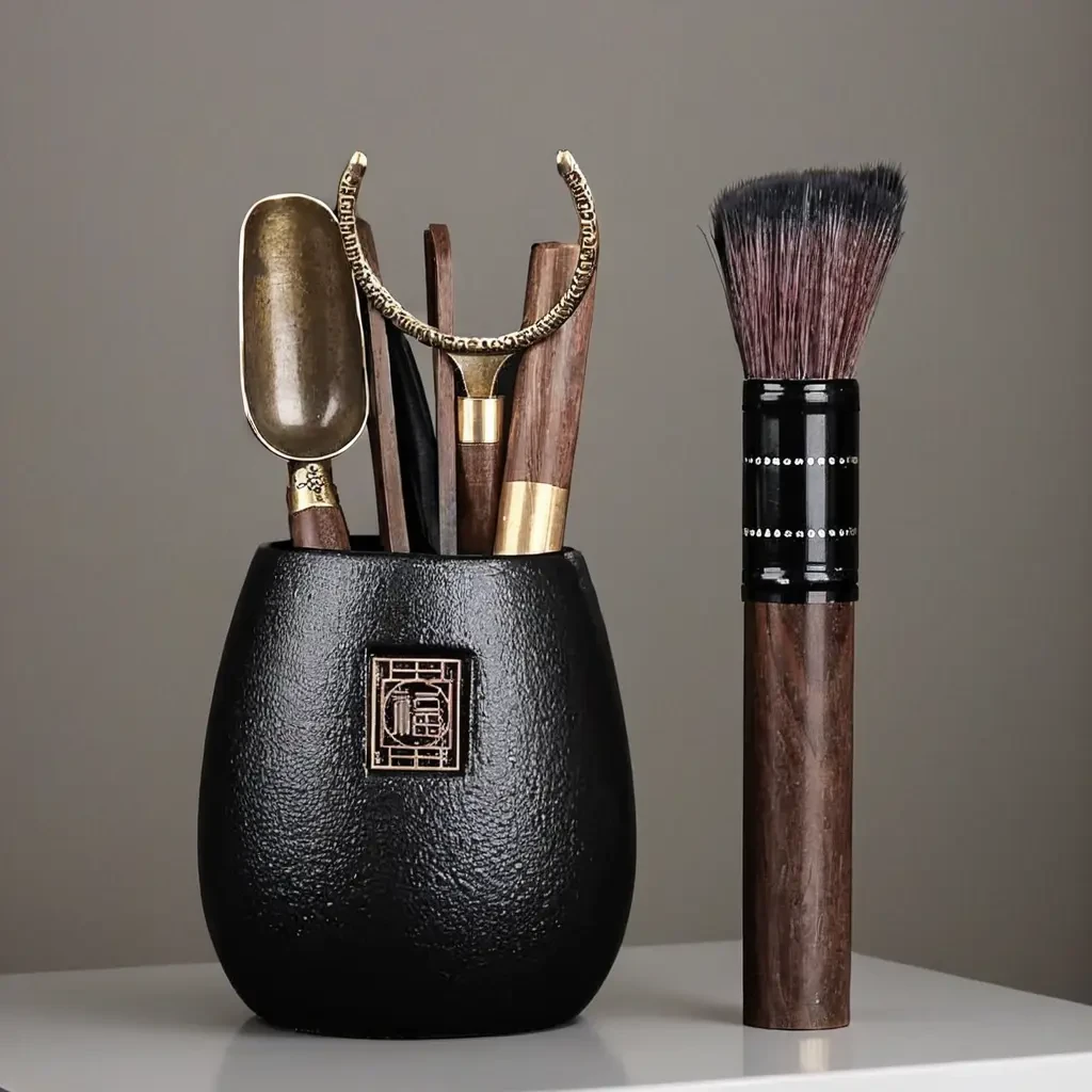 茶道六君子6件套茶筒单筒镊子中式茶桌配件新款茶桌台泡茶工具GG