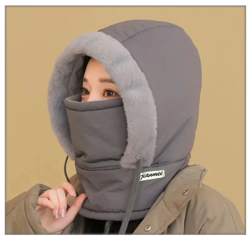 加绒加厚防寒一体帽户外防风骑行包头帽冬保暖雷锋帽面罩围脖tt