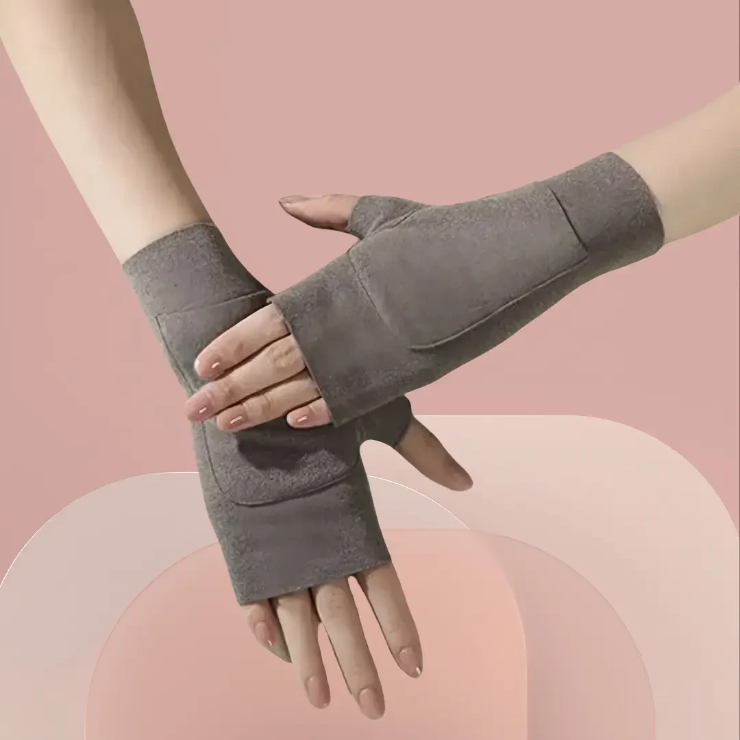 双面保暖手套男女秋冬保暖防寒学生写字打字漏手指头无痕手套TTT