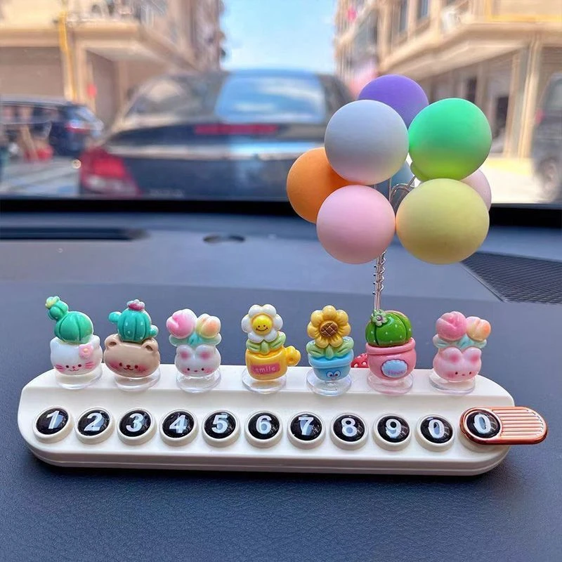 新款站立仿真盆栽号码牌挪车牌临时停车牌电话牌车创意装饰用品GC