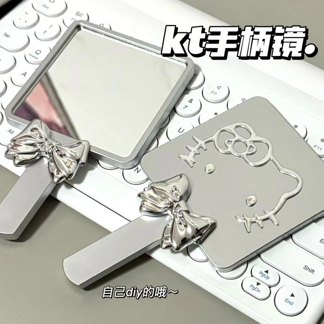 新款ins手柄轻奢高级便宜便捷补妆镜少女心小镜子手持化妆外yw