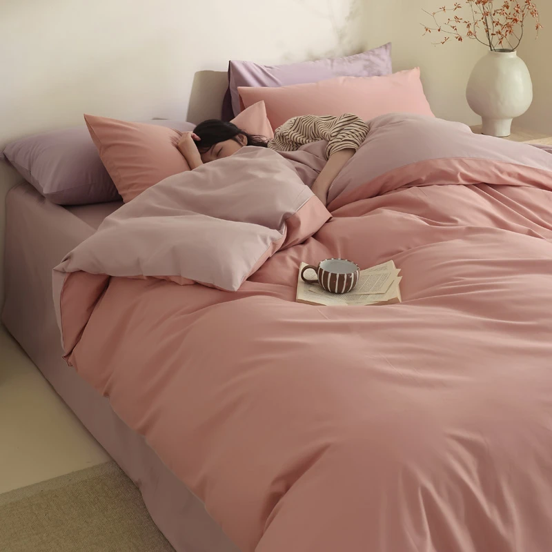 A类100支新疆长绒棉磨毛100%全棉纯棉四件套纯色床上用品三件套