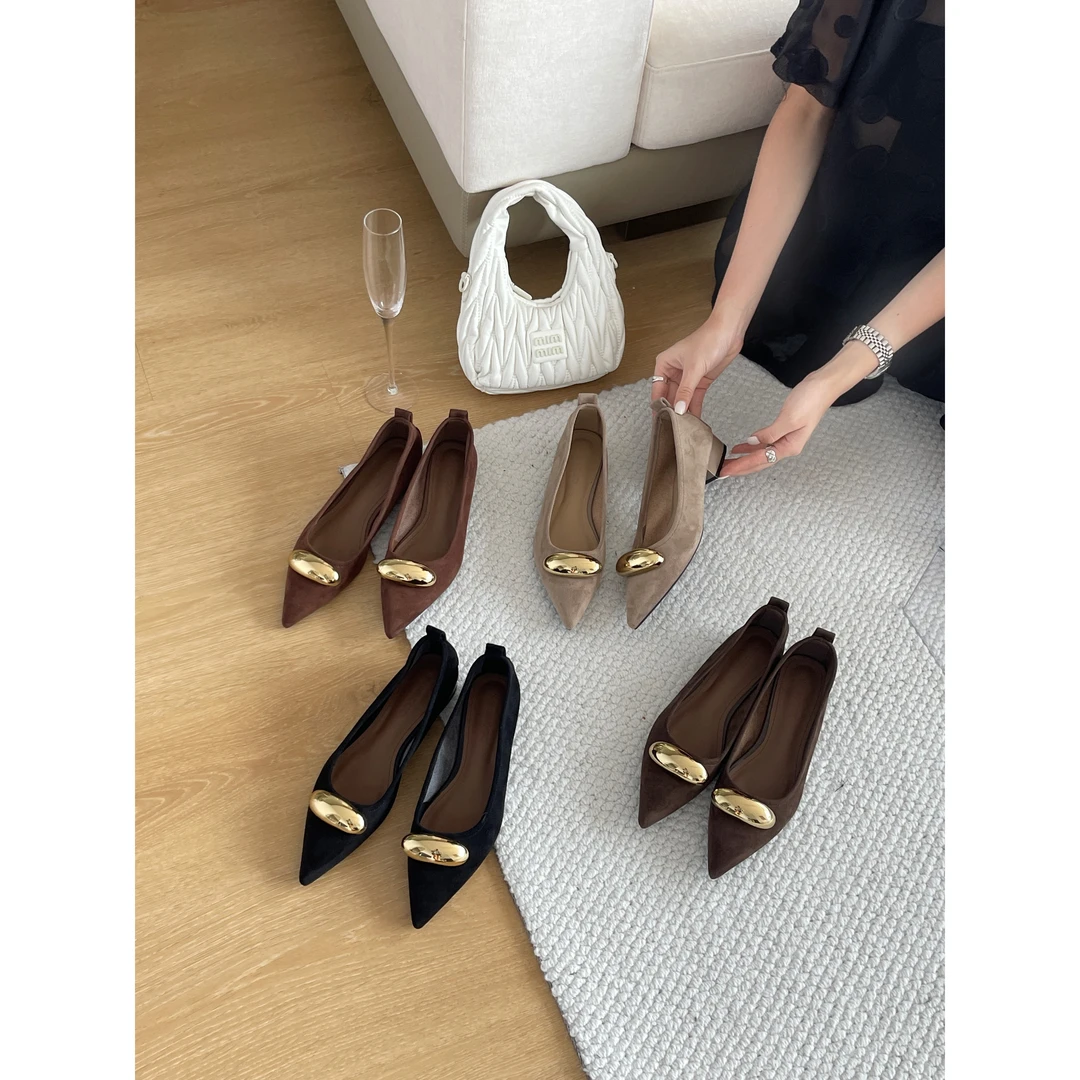 【香槟派对】平底浅口单鞋女秋季新款一脚蹬配裙子低跟女鞋 D322-26