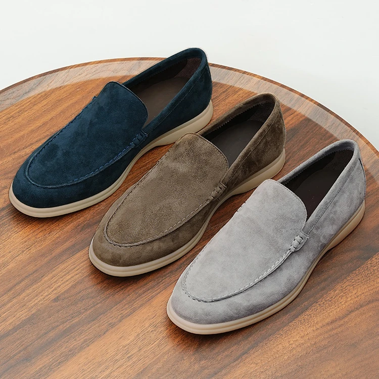 高档皮鞋男士真皮英伦透气烟胶底帆船鞋商务休闲一脚蹬懒人乐福鞋