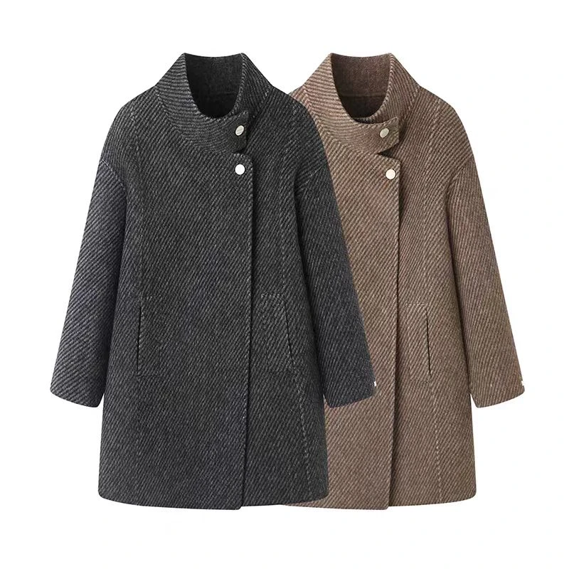 霏煜【中长】2025秋冬新款手工中长款韩系羊毛大衣82038