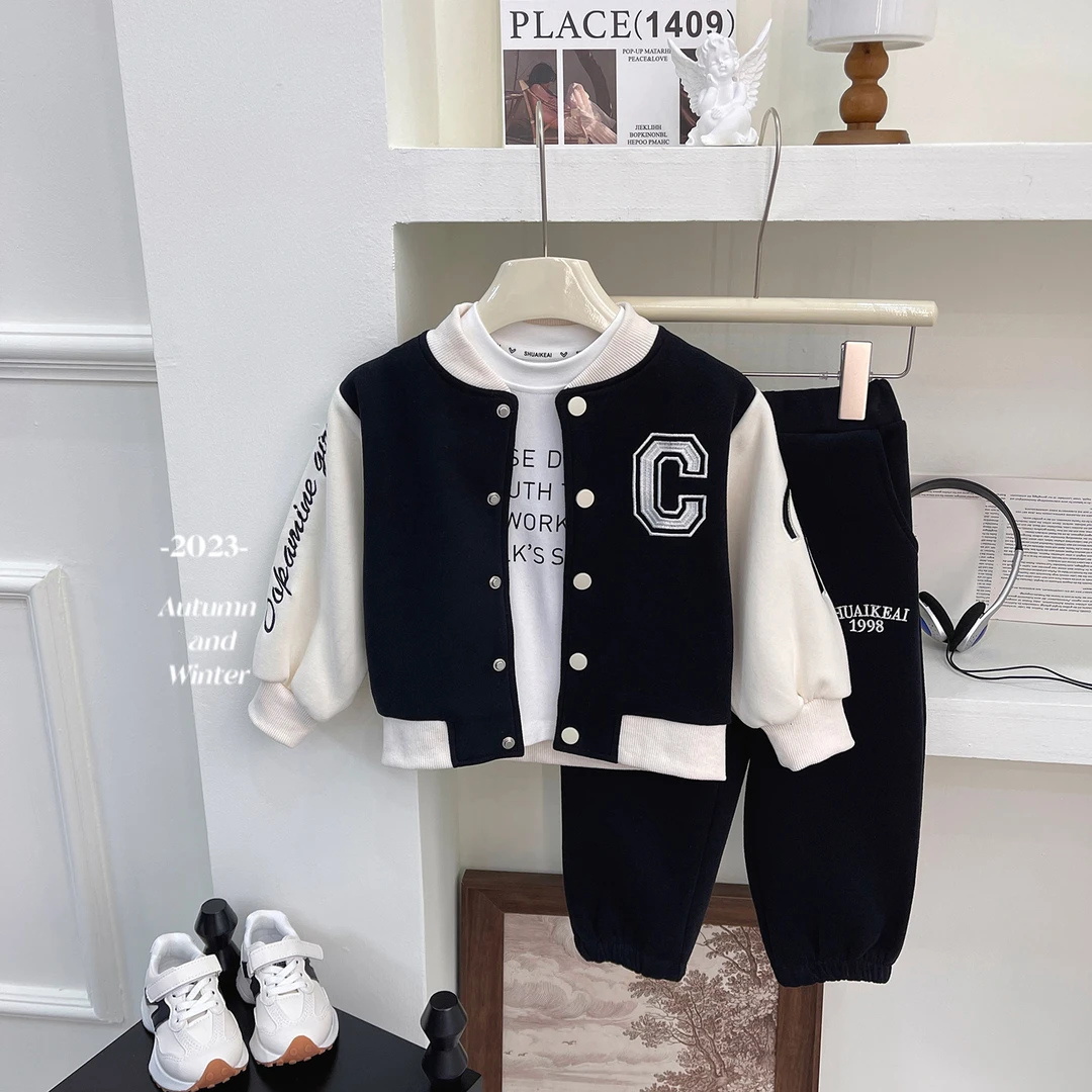 2024春秋新款韩版时尚百搭女童流苏撞色花边直筒时髦阔腿裤23386