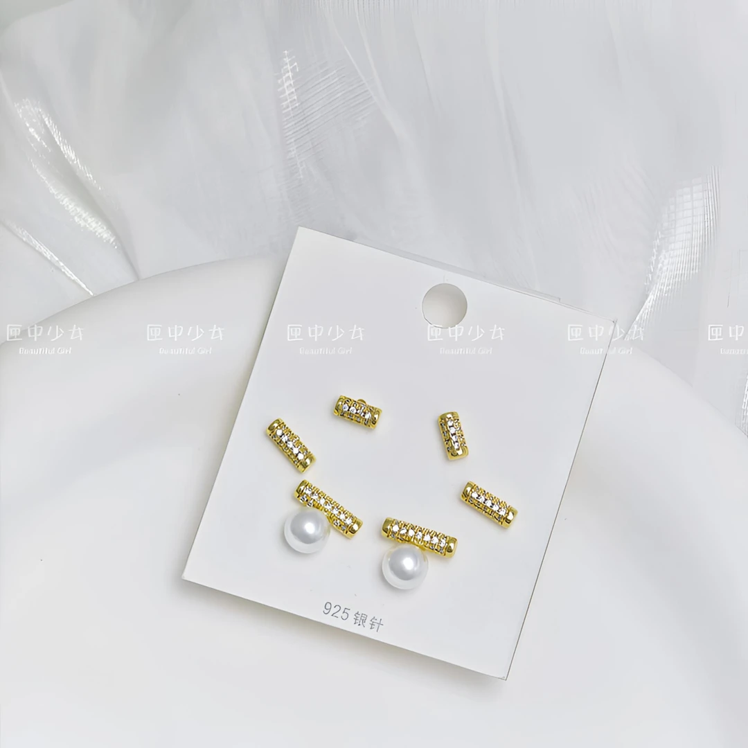 铜合金仿珍珠耳饰 猫眼石耳钉新款爆款女轻奢耳饰小众高级耳环
