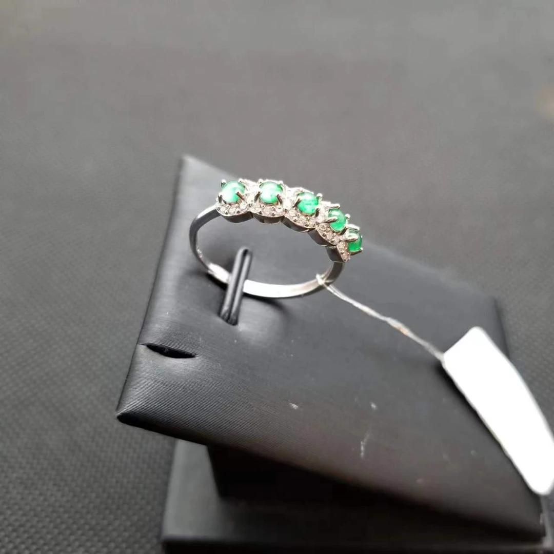 【双11】天然翡翠24859/3247蛋面满色排戒银镶嵌全新款多样性发货