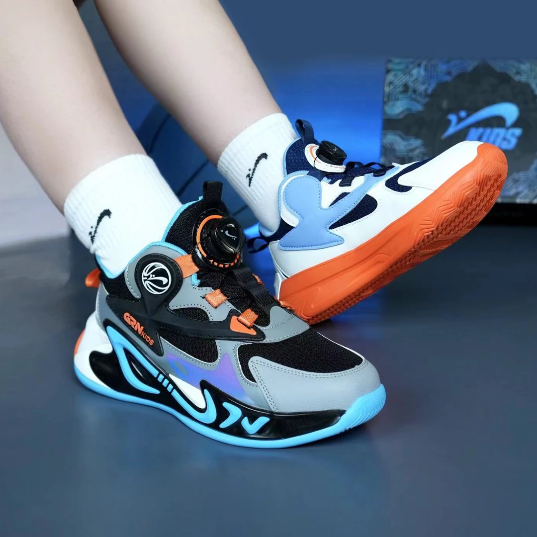 贵人鸟秋冬皮面儿童鞋子男女童防滑篮球鞋儿童户外鞋