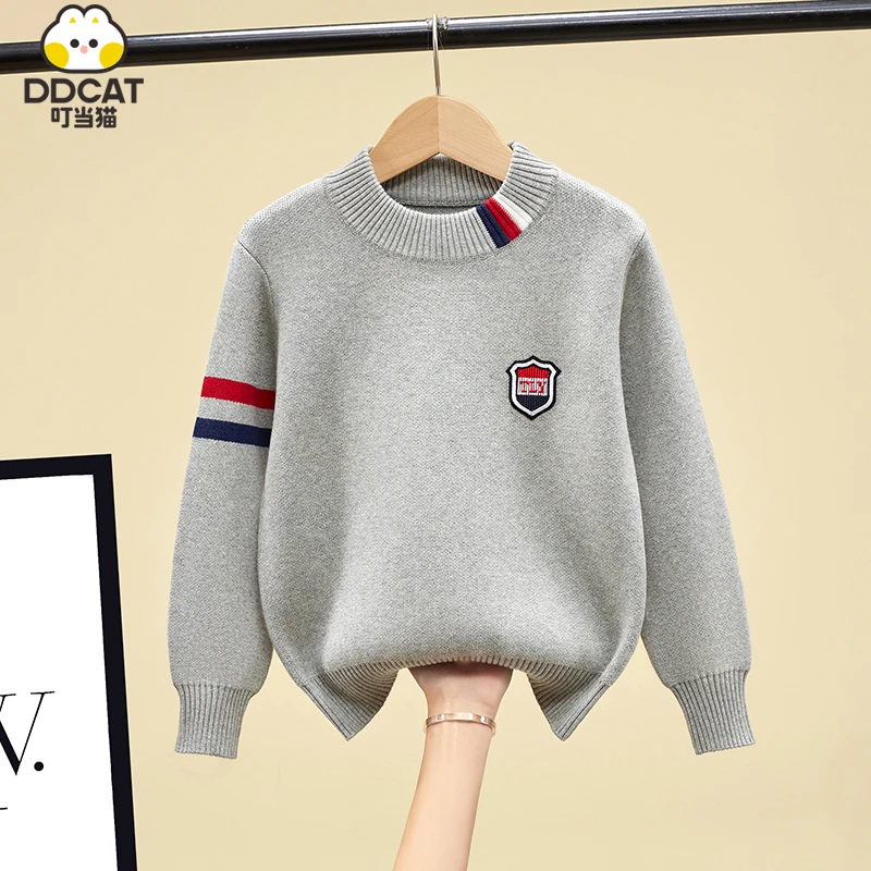 叮当猫儿童毛衣男童秋冬款2025新款洋气中大童加绒加厚针织衫线衣