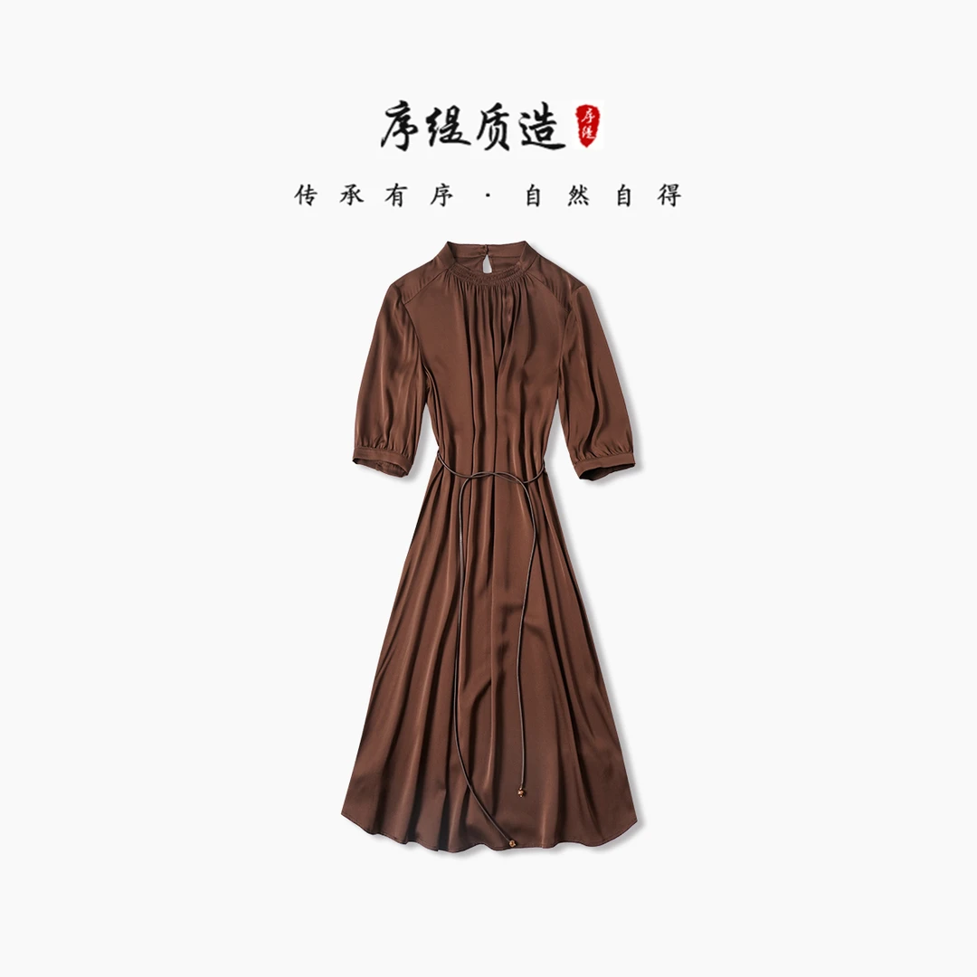 序缇新款夏季季复古国风新中式女装桑蚕丝连衣裙H123-3052