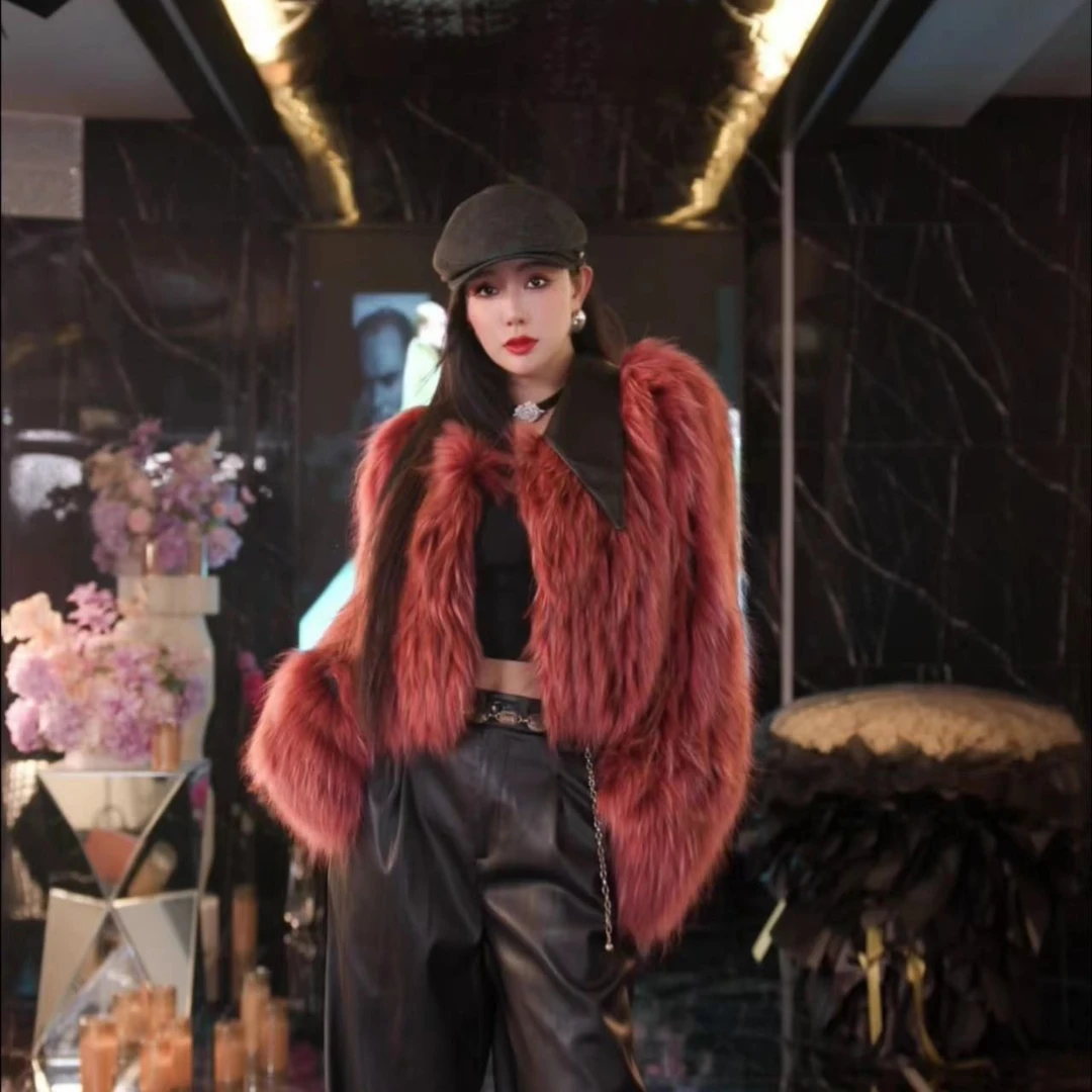 （欲望都市）设计师款显瘦高腰冬季皮草外套23001