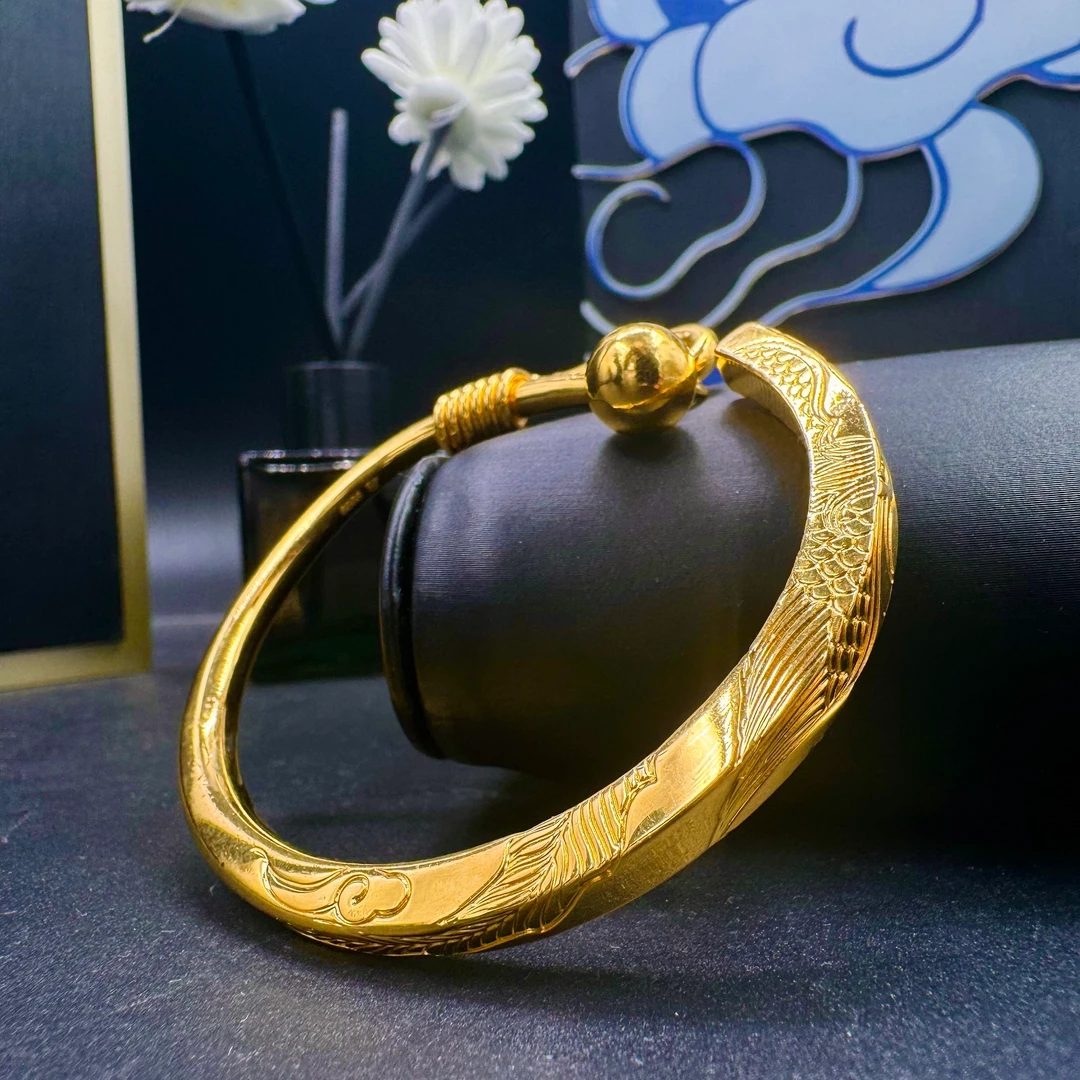 足银手镯 龙凤吊铃手镯 简约时尚精美