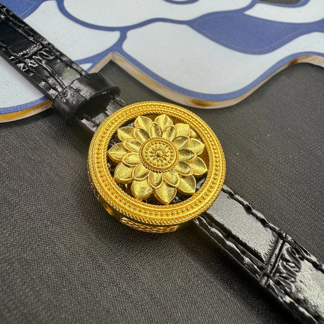 足银手链 莲花扣表链 时尚复古编织女王中古精美