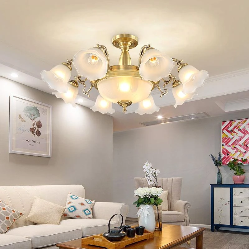 全铜欧式吸顶吊灯客厅简欧温馨法式主卧室吸顶灯大气美式中山灯具