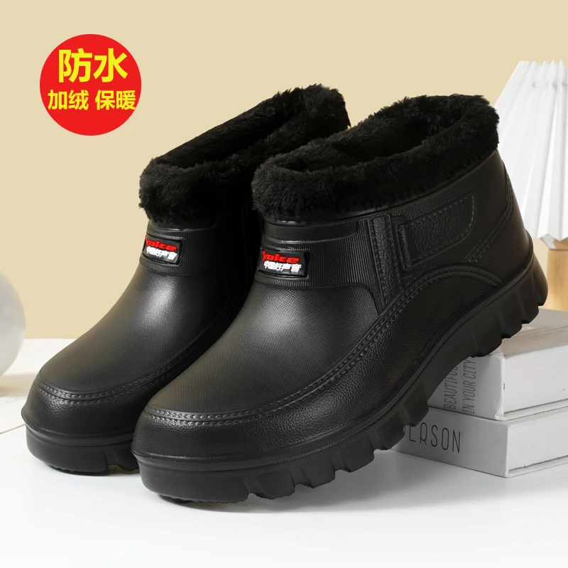 防水棉鞋男女冬季保暖防水加绒加厚高帮冷库洗车鞋一体雪地靴