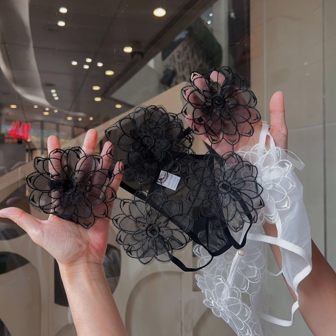 【性感蕾丝花朵网纱内裤】镂空纯欲刺绣尚唯美韩系三角裤-7758