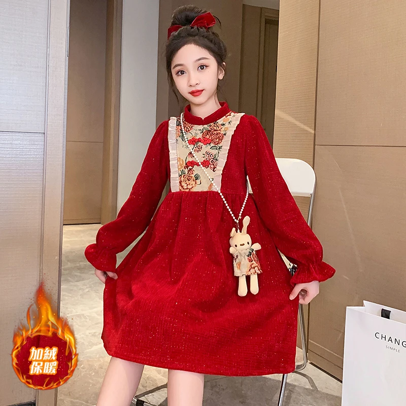 QC断码女童公主裙秋冬装洋气女孩中大童半身裙儿童秋季连衣裙清货