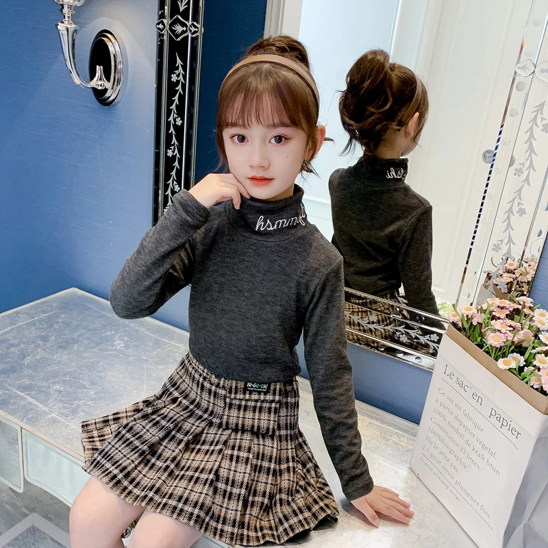 QC断码女童打底衫冬装2024中大童洋气潮百搭T恤清货