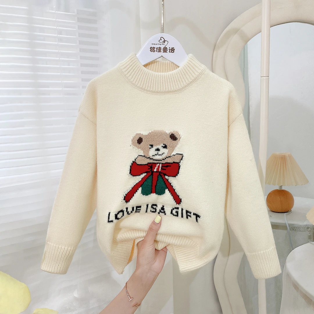 童装可爱女孩针织衫2024新款秋冬女童小熊毛衣打底衫4330013152