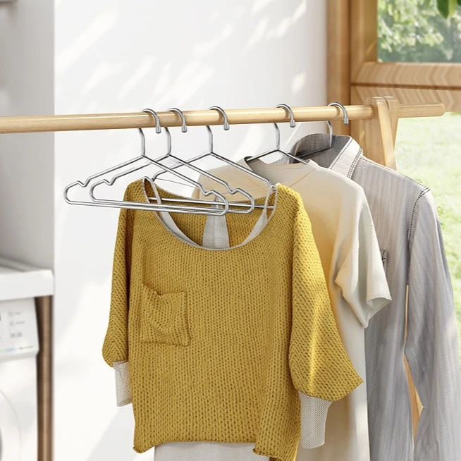 304不锈钢实心4mm直径长52cm衣架晾晒晒衣挂衣家用衣架无痕防滑